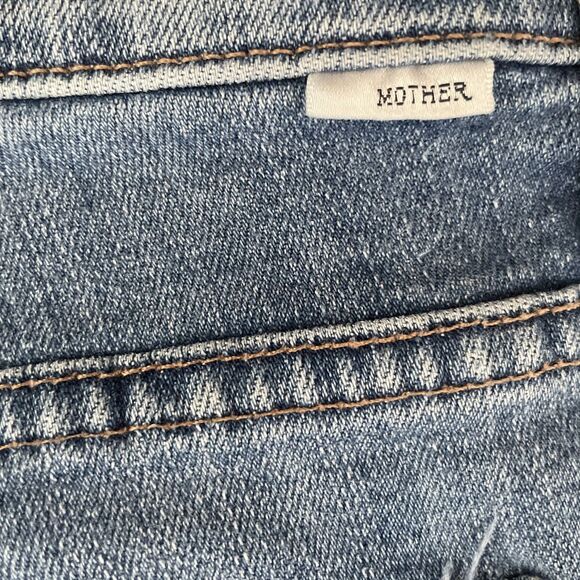 MOTHER The Insider Crop Step Fray Jeans Size 26 Wild Game Blue Cropped Stretch - Picture 6 of 12